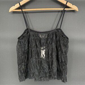 NEW Anthropologie Porridge Women's Sheer Black Lace Top S Going Out Top Party